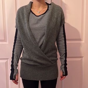 100% CASHMERE Vince Deep V sweater tunic/dress, charcoal grey, small.